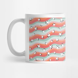 Stars and Stripes Teal and Orange Fun Colourful Pattern Mug